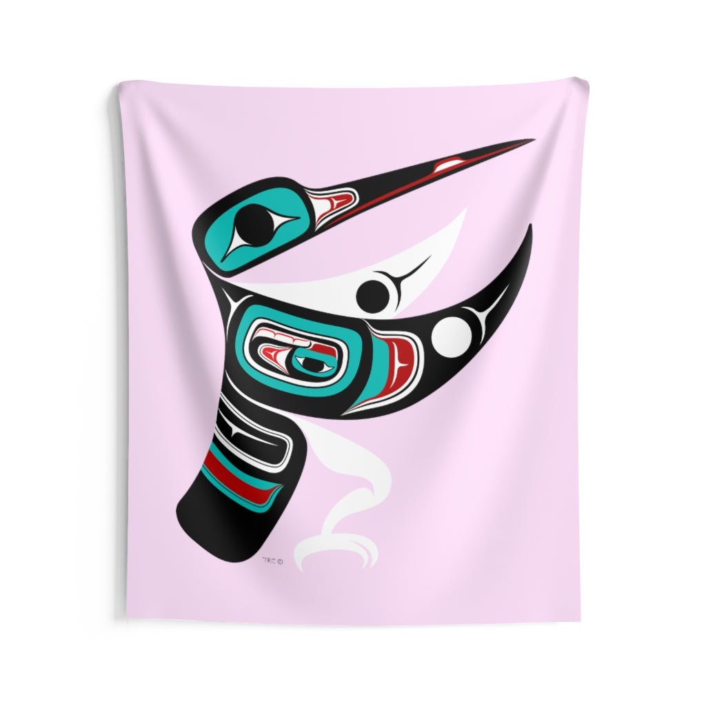 Pink Hummingbird Indoor Wall Tapestry