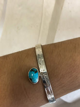 Load image into Gallery viewer, Hand Engraved Silver Bracelet with Turquoise
