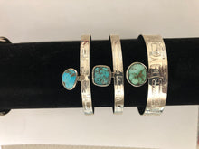 Load image into Gallery viewer, Hand Engraved Silver Bracelet with Turquoise
